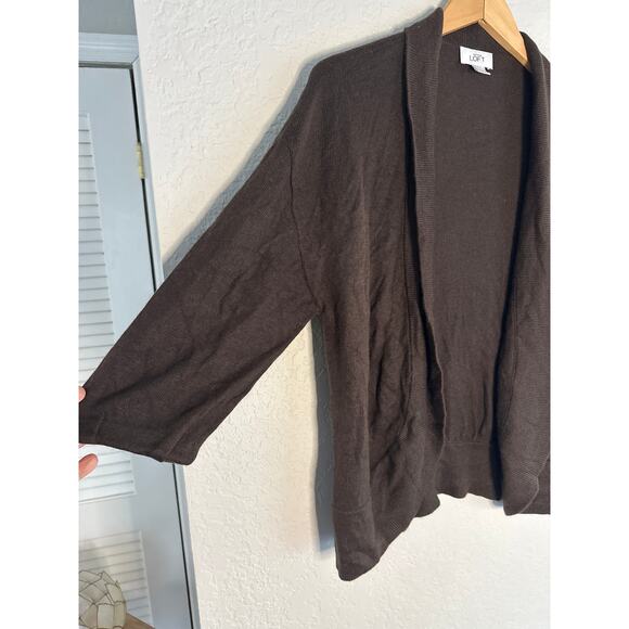 Loft Rabbit Hair Brown Sweater Cardigan Medium Cozy Preppy Grandma Winter Fall - Picture 3 of 6